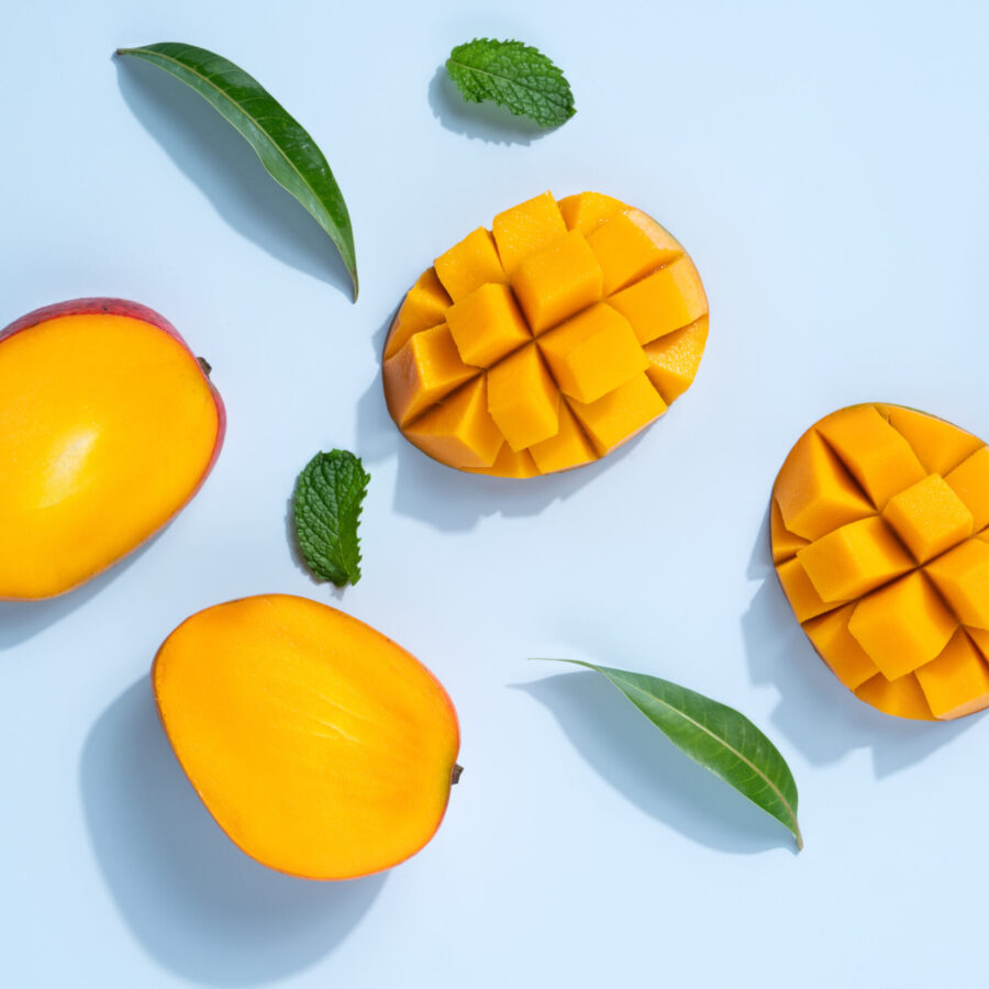 Mango,Design,Concept.,Top,View,Of,Diced,Fresh,Mango,Fruit